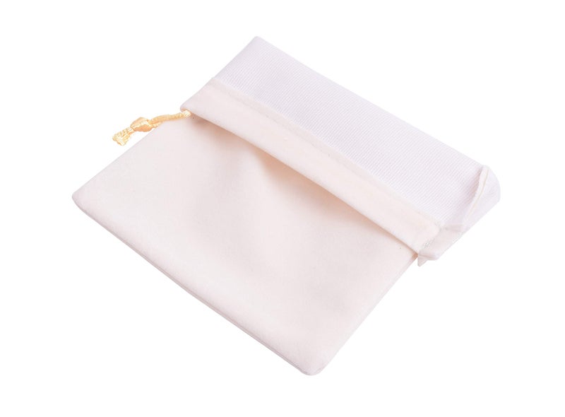 Sansam 50pcs Small Drawstring Velvet Jewelry Pouches, 4.0x4.8 Inch Cream Drawstring Velvet Gift Bags,Treat Favor Bags for Wedding, Party, Shower - Image 3